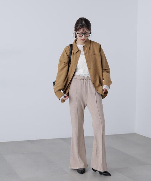 FREE'S MART（フリーズマート）の「◆リブフレアカットパンツ（その他パンツ・レディース・ベージュ/ブラック・SMALL/MEDIUM）」の15枚目の写真