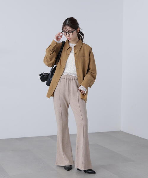 FREE'S MART（フリーズマート）の「◆リブフレアカットパンツ（その他パンツ・レディース・ベージュ/ブラック・SMALL/MEDIUM）」の16枚目の写真