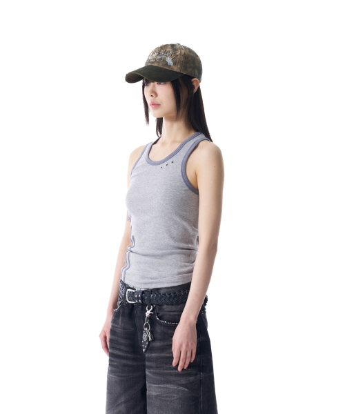 AAKAM(アーカム)の「3ラインアイレットノースリーブ(グレー)(Tシャツ/カットソー・レディース・その他・2/1)」の3枚目の写真