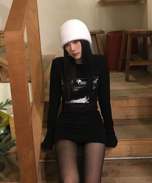 FLAREUP（フレアアップ）の「Fur Knit Beanie (FL-727_Black)（ニットキャップ/ビーニー・レディース・ブラック・FREE）」の21枚目の写真