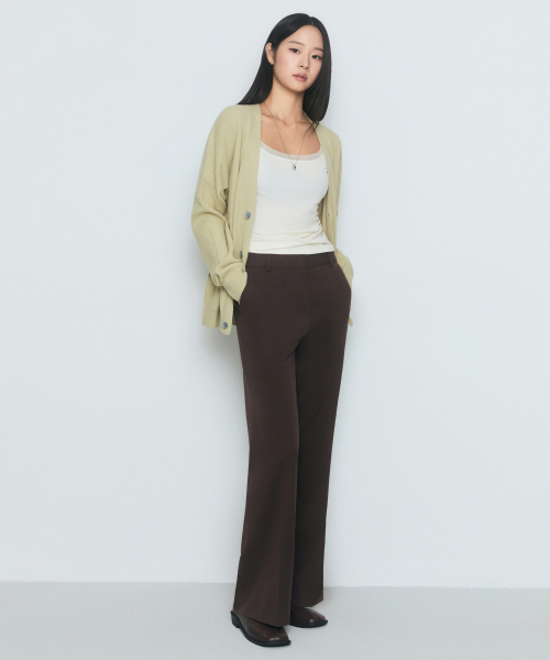 MUSINSA STANDARD WOMAN（ムシンサスタンダードウーマン）の「ウィメンズセミブーツカットヒドゥンバンディングスラックス[チョコブラウン]（スラックス・レディース・その他・34/32/30/31/24/25/26/27/28/29）」の3枚目の写真
