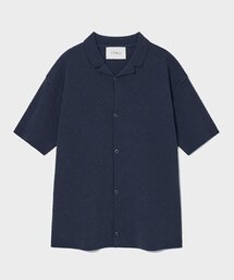 ショートスリーブニットシャツ_ネイビー