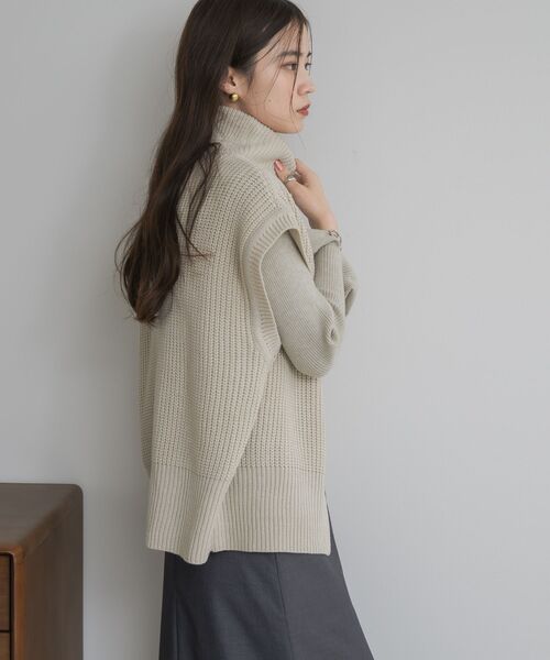 ems excite（エムズエキサイト）の「W ZIP ニットベスト（ベスト・レディース・ブラウン/チャコールグレー/ライトグレー・FREE）」の5枚目の写真