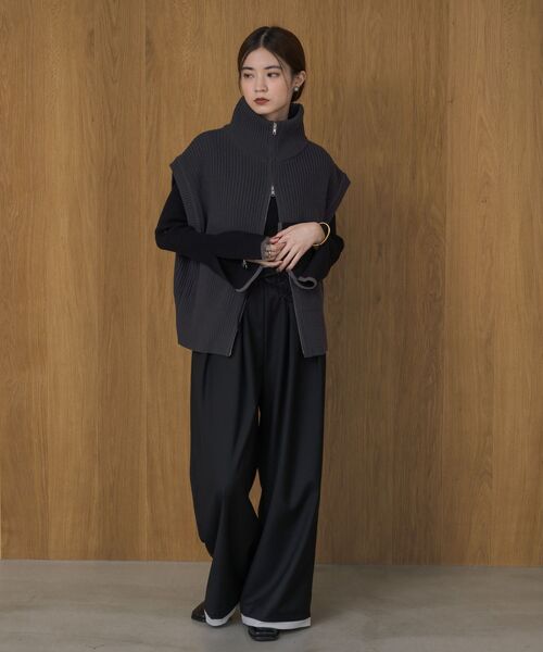 ems excite（エムズエキサイト）の「W ZIP ニットベスト（ベスト・レディース・ブラウン/チャコールグレー/ライトグレー・FREE）」の19枚目の写真