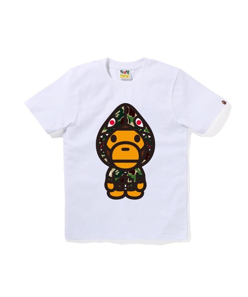 A BATHING APE(アベイシングエイプ)の「ABC CAMO SHARK HOODIE MILO TEE(Tシャツ/カットソー・レディース・ホワイト×グリーン/ホワイト×ブルー/ブラック×グリーン/ホワイト×ピンク/ブラック×ピンク/ブラック×ブルー・MEDIUM/SMALL/X-SMALL/XX-SMALL)」の2枚目の写真