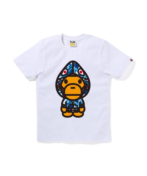 A BATHING APE(アベイシングエイプ)の「ABC CAMO SHARK HOODIE MILO TEE(Tシャツ/カットソー・レディース・ホワイト×グリーン/ホワイト×ブルー/ブラック×グリーン/ホワイト×ピンク/ブラック×ピンク/ブラック×ブルー・MEDIUM/SMALL/X-SMALL/XX-SMALL)」の1枚目の写真
