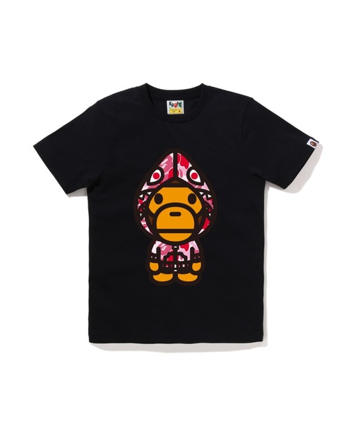 A BATHING APE(アベイシングエイプ)の「ABC CAMO SHARK HOODIE MILO TEE(Tシャツ/カットソー・レディース・ホワイト×グリーン/ホワイト×ブルー/ブラック×グリーン/ホワイト×ピンク/ブラック×ピンク/ブラック×ブルー・MEDIUM/SMALL/X-SMALL/XX-SMALL)」の6枚目の写真