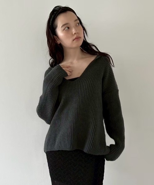 DRWCYS（ドロシーズ）の「スキッパーニットセットアップ（セットアップ・レディース・グレー/チャコールグレー/ネイビー・FREE）」の18枚目の写真