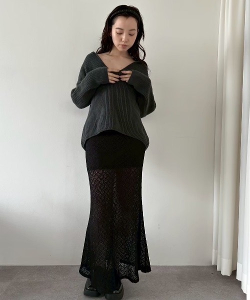 DRWCYS（ドロシーズ）の「スキッパーニットセットアップ（セットアップ・レディース・グレー/チャコールグレー/ネイビー・FREE）」の17枚目の写真