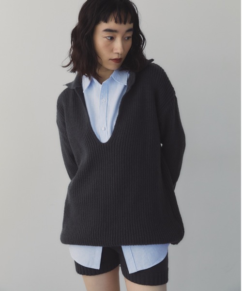 DRWCYS（ドロシーズ）の「スキッパーニットセットアップ（セットアップ・レディース・グレー/チャコールグレー/ネイビー・FREE）」の6枚目の写真