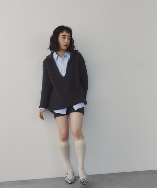 DRWCYS（ドロシーズ）の「スキッパーニットセットアップ（セットアップ・レディース・グレー/チャコールグレー/ネイビー・FREE）」の14枚目の写真