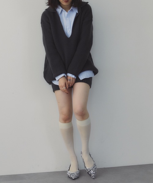 DRWCYS（ドロシーズ）の「スキッパーニットセットアップ（セットアップ・レディース・グレー/チャコールグレー/ネイビー・FREE）」の13枚目の写真