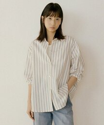 stripe poplin shirt-cream