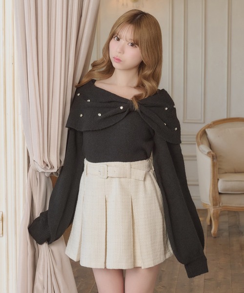 8周年記念アイテム】ビジューリボンニットトップス【ZOZOTOWN限定