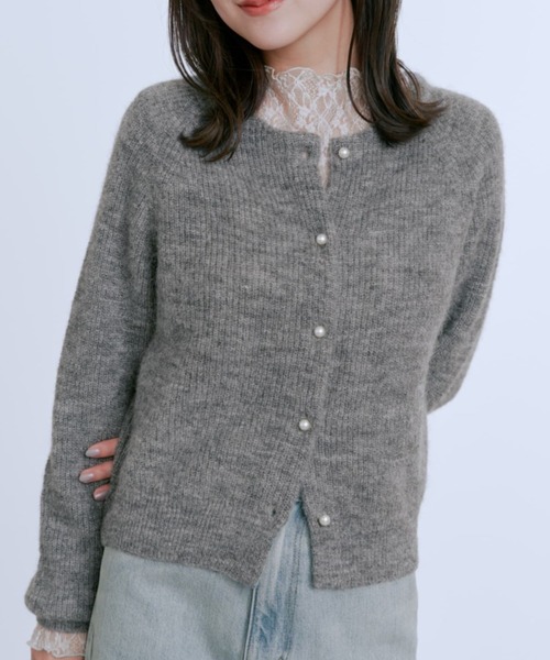 COHINA(コヒナ)の「アルパカミックスパールカーディガン 【低身長・小柄女性】(カーディガン/ボレロ・レディース・グレー/ブルー/ホワイト・ONE SIZE)」の2枚目の写真