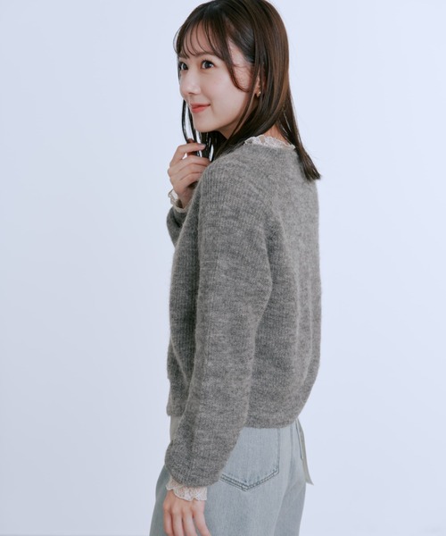 COHINA(コヒナ)の「アルパカミックスパールカーディガン 【低身長・小柄女性】(カーディガン/ボレロ・レディース・グレー/ブルー/ホワイト・ONE SIZE)」の8枚目の写真