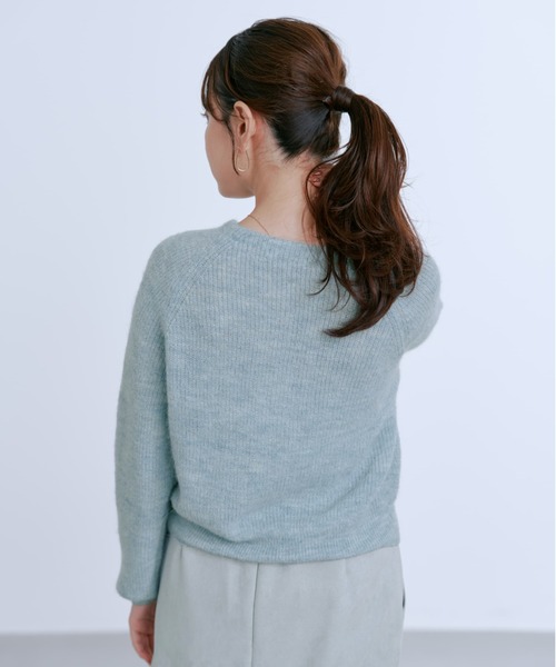 【COHINA】新品アルパカミックスパールカーディガン ブルー 水色 アルパカミックスパールカーディガン | 小柄・低身長女性向け