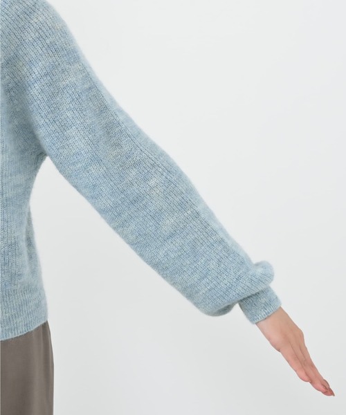 【COHINA】新品アルパカミックスパールカーディガン ブルー 水色 アルパカミックスパールカーディガン | 小柄・低身長女性向け