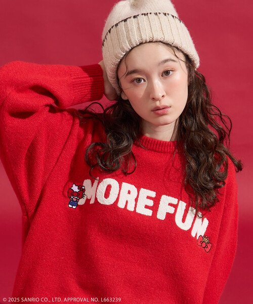 FREAK'S STORE(フリークスストア)の「SANRIO/サンリオ 「HELLO KITTY」 サガラ刺繍 ロゴ ニット(ニット/セーター・レディース・オフホワイト/ネイビー/レッド・FREE)」の7枚目の写真