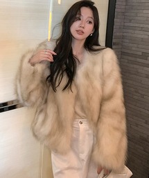 フェイクファーショートコート