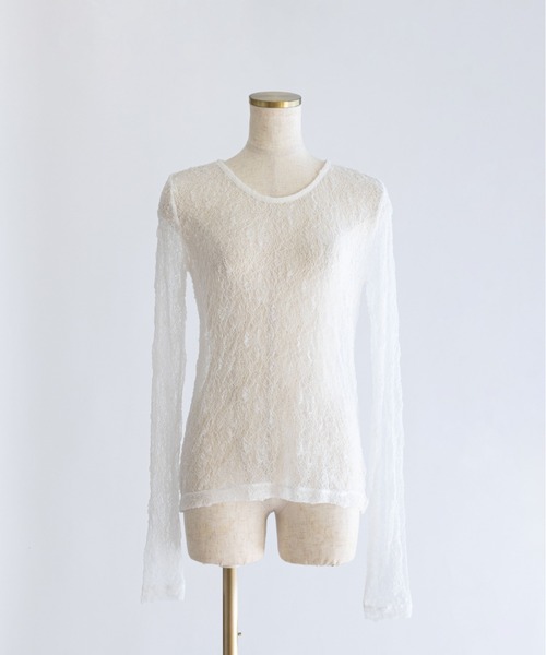 EN NEUME(エンノイム)の「Soft Stretch Lace Top(Tシャツ/カットソー・レディース・ブラック/ホワイト・FREE)」の8枚目の写真