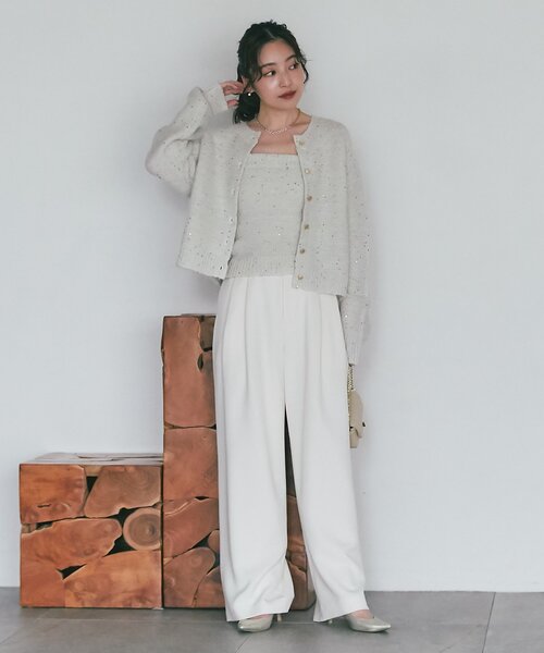 La boutique BonBon スパンコールモヘアビスチェとカーディガン 今すぐお届け！セットアップ可・きらきら女っぽコーデ】スパンコール