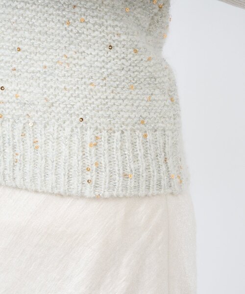 La boutique BonBon（ラブティックボンボン）の「【今すぐお届け！セットアップ可・きらきら女っぽコーデ】スパンコールモヘアビスチェ（チューブトップ・レディース・グレー/オフホワイト/ピンク・FREE）」の16枚目の写真