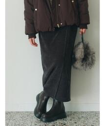 Samansa Mos2 blue | 親子コールラップ風スカート(スカート)