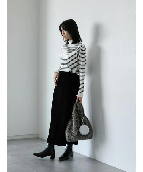 Samansa Mos2 blue（サマンサモスモスブルー）の「親子コールラップ風スカート（スカート・レディース・ブラック/ブラウン/チャコールグレー・F）」の7枚目の写真