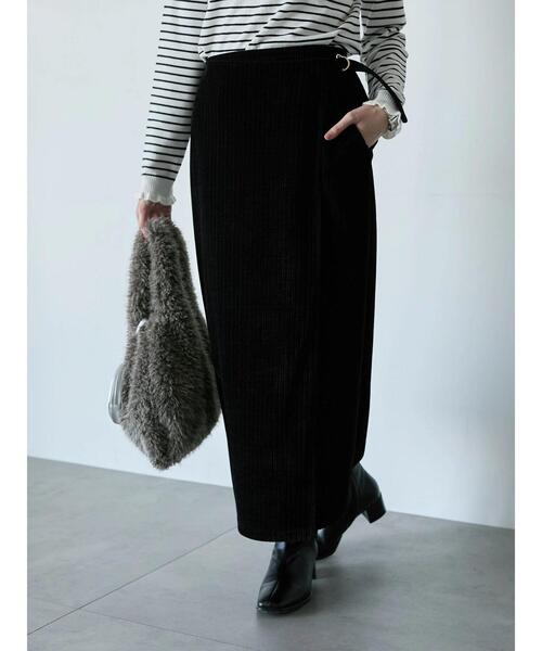 Samansa Mos2 blue（サマンサモスモスブルー）の「親子コールラップ風スカート（スカート・レディース・ブラック/ブラウン/チャコールグレー・F）」の8枚目の写真