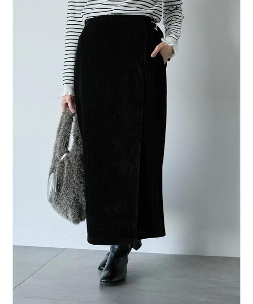 Samansa Mos2 blue（サマンサモスモスブルー）の「親子コールラップ風スカート（スカート・レディース・ブラック/ブラウン/チャコールグレー・F）」の10枚目の写真