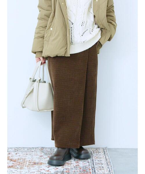 Samansa Mos2 blue（サマンサモスモスブルー）の「親子コールラップ風スカート（スカート・レディース・ブラック/ブラウン/チャコールグレー・F）」の22枚目の写真