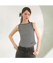 Sus Boatneck Stripe Sleeveless BLACK