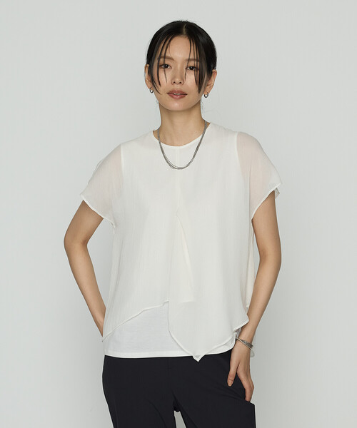 COMME CA(コムサ)の「〔 TALLサイズ 〕 リライムジョーゼット ブラウス(シャツ/ブラウス・レディース・オフホワイト/ブラック/グレイッシュベージュ・15号/13号)」の6枚目の写真