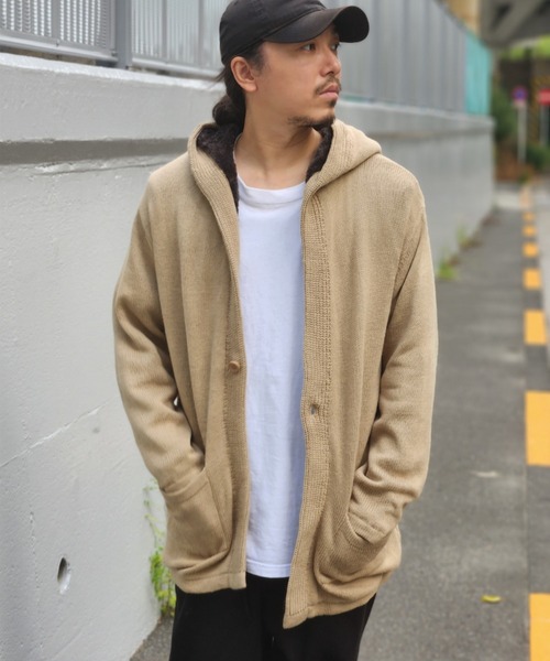 NO NEED（ノーニード）の「ボアフリースニットフーディガン（カーディガン/ボレロ・メンズ・ブラウン/ベージュ/ブラック・LL/L/M/S）」の3枚目の写真