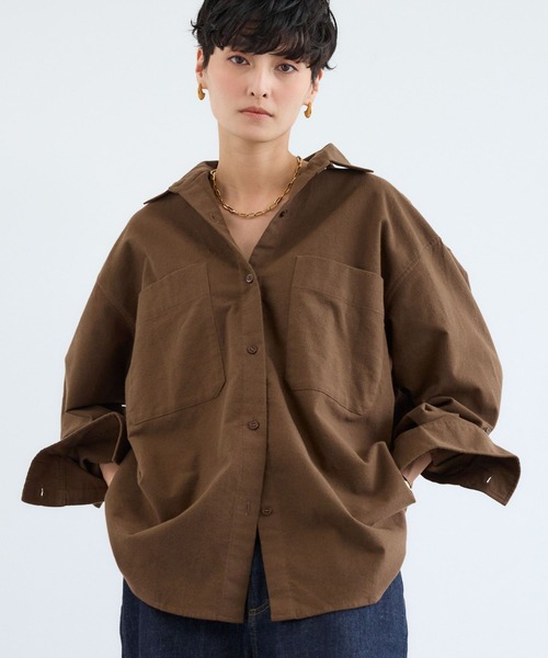 BARNYARDSTORM（バンヤードストーム）の「BARNYARDSTORM / セミスウェードシャツ / ハンドウォッシャブル【JAPAN FABRIC】（シャツ/ブラウス・レディース・カーキ/ライトベージュ/ブラウン/モカ/チャコールグレー/ピンク・M/S/1/0）」の3枚目の写真