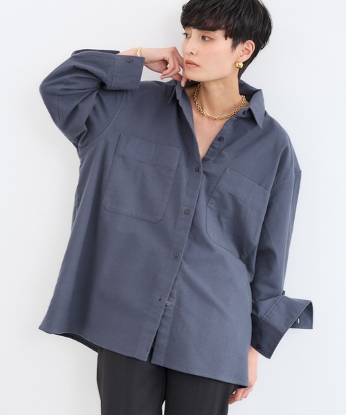 BARNYARDSTORM（バンヤードストーム）の「BARNYARDSTORM / セミスウェードシャツ / ハンドウォッシャブル【JAPAN FABRIC】（シャツ/ブラウス・レディース・カーキ/ライトベージュ/ブラウン/モカ/チャコールグレー/ピンク・M/S/1/0）」の2枚目の写真