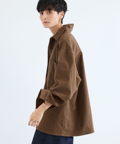 BARNYARDSTORM（バンヤードストーム）の「BARNYARDSTORM / セミスウェードシャツ / ハンドウォッシャブル【JAPAN FABRIC】（シャツ/ブラウス・レディース・カーキ/ライトベージュ/ブラウン/モカ/チャコールグレー/ピンク・M/S/1/0）」の17枚目の写真