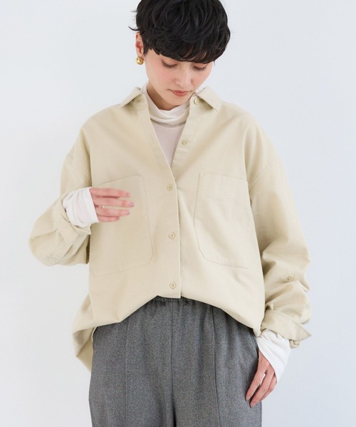 BARNYARDSTORM（バンヤードストーム）の「BARNYARDSTORM / セミスウェードシャツ / ハンドウォッシャブル【JAPAN FABRIC】（シャツ/ブラウス・レディース・カーキ/ライトベージュ/ブラウン/モカ/チャコールグレー/ピンク・M/S/1/0）」の21枚目の写真