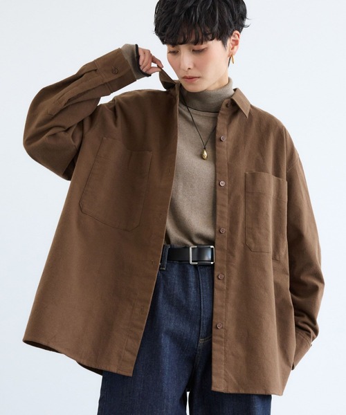 BARNYARDSTORM（バンヤードストーム）の「BARNYARDSTORM / セミスウェードシャツ / ハンドウォッシャブル【JAPAN FABRIC】（シャツ/ブラウス・レディース・カーキ/ライトベージュ/ブラウン/モカ/チャコールグレー/ピンク・M/S/1/0）」の14枚目の写真