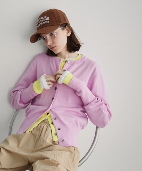 Auntie Rosa Holiday（アンティローザホリデー）の「ロングリブクルーカーディガン（カーディガン/ボレロ・レディース・イエロー/ブラック/パープル・FREE）」の4枚目の写真