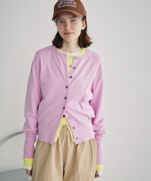 Auntie Rosa Holiday（アンティローザホリデー）の「ロングリブクルーカーディガン（カーディガン/ボレロ・レディース・イエロー/ブラック/パープル・FREE）」の5枚目の写真
