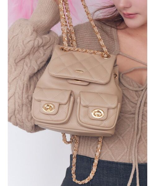 EATME（イートミー）の「キルティングリュック（バックパック/リュック・レディース・ベージュ/オフホワイト/ブラック・FREE）」の3枚目の写真