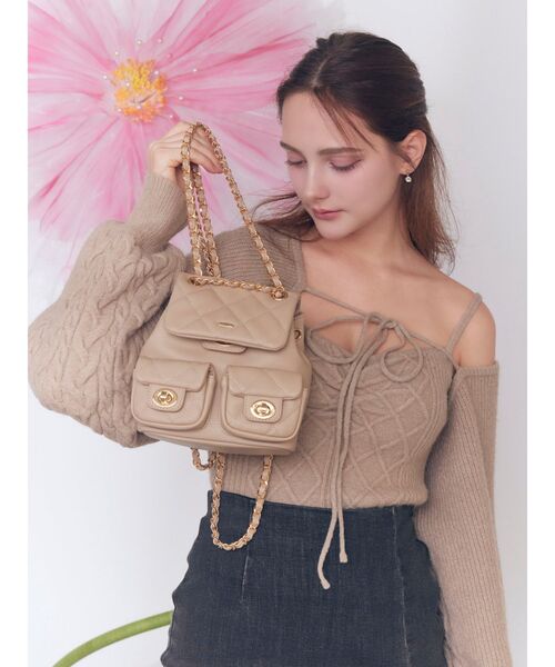 EATME（イートミー）の「キルティングリュック（バックパック/リュック・レディース・ベージュ/オフホワイト/ブラック・FREE）」の18枚目の写真