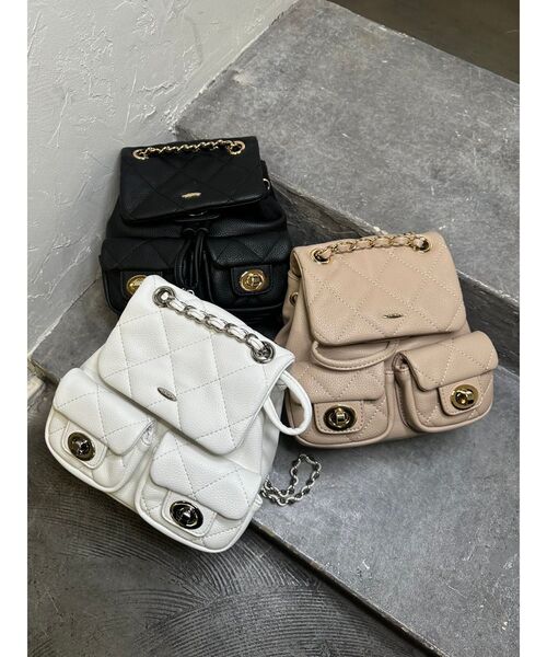 EATME（イートミー）の「キルティングリュック（バックパック/リュック・レディース・ベージュ/オフホワイト/ブラック・FREE）」の17枚目の写真