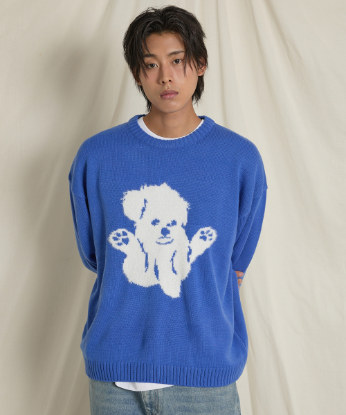 WaiKei(ワイケイ)の「ヘアリーマルチーズグラフィックニットブルー(ニット/セーター・メンズ・その他・1/2)」の2枚目の写真