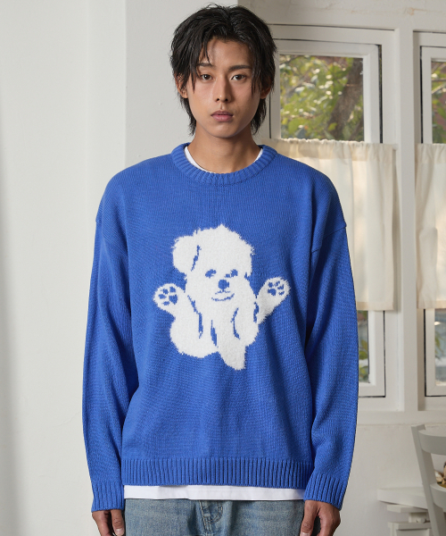 WaiKei(ワイケイ)の「ヘアリーマルチーズグラフィックニットブルー(ニット/セーター・メンズ・その他・1/2)」の4枚目の写真