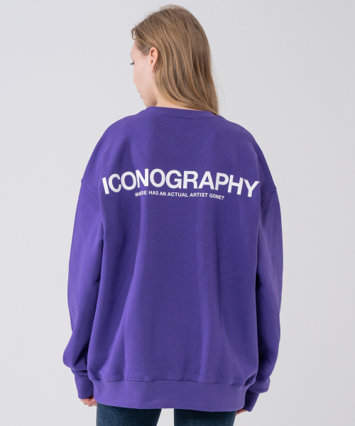 ICONOGRAPHY(アイコノグラフィー)の「ヘビーコットンボリュームプリントICONOGRAPHY PUR(スウェット・レディース・パープル・X-LARGE)」の1枚目の写真