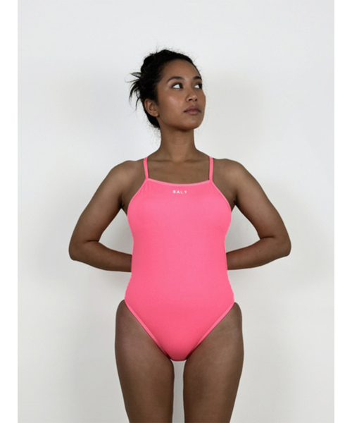 【新品】Salted swim Body Suit ワンピース水着 Baby Pink Dark Gray Women's One-Piece Reversible Tie-Back Swimsuit