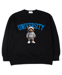 USAユニバーシティオーバーサイズマンツーマンTシャツブラック[裏起毛]